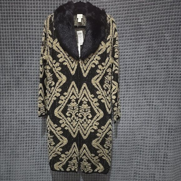 Faux Fur Duster Cardigan Sweater Chicos1 SzM Y2K 90s SOFT Boho Chic Pennylane - Picture 1 of 11